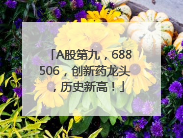 A股第九，688506，创新药龙头，历史新高！